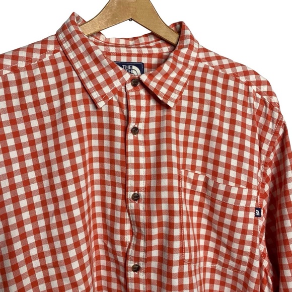 The Northface Vintage Orange and white COTTON durable button down shirt SZ-XXL - Picture 3 of 8